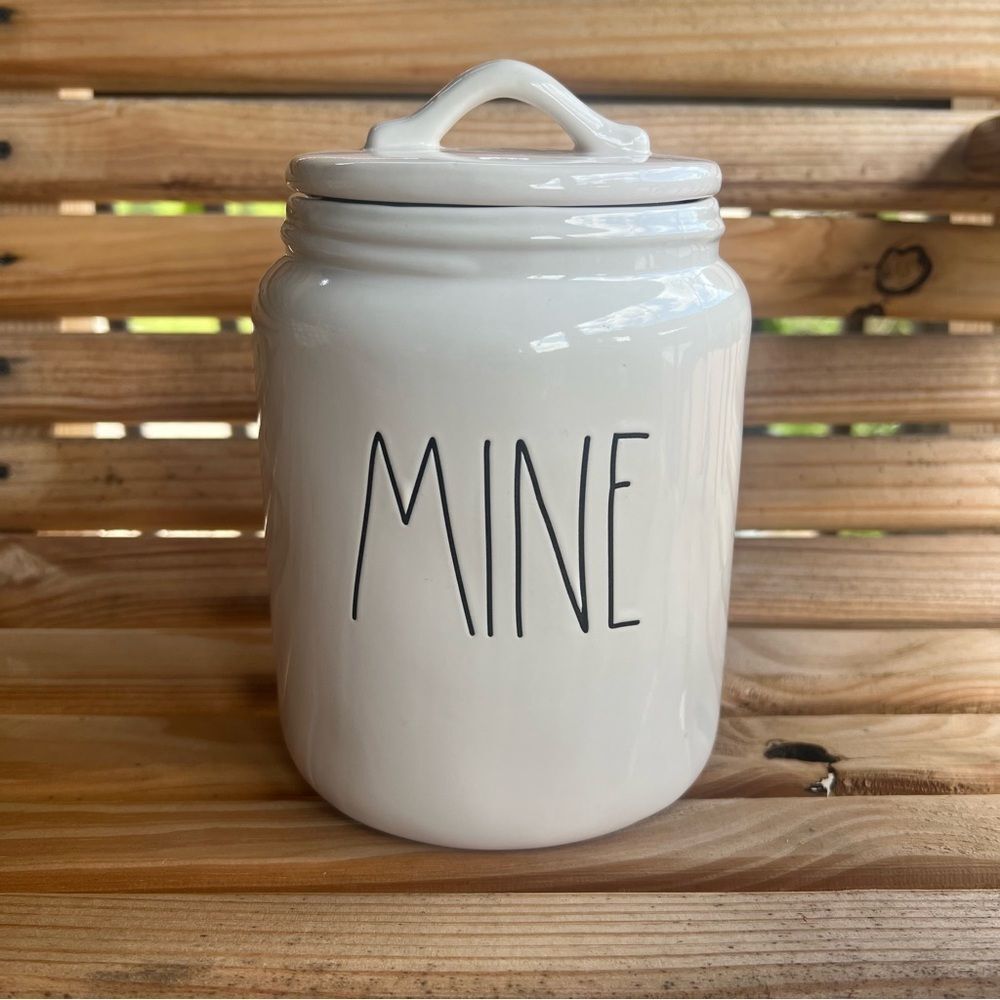 Rae Dunn MINE Ceramic Canister with Lid | Cookie Jar